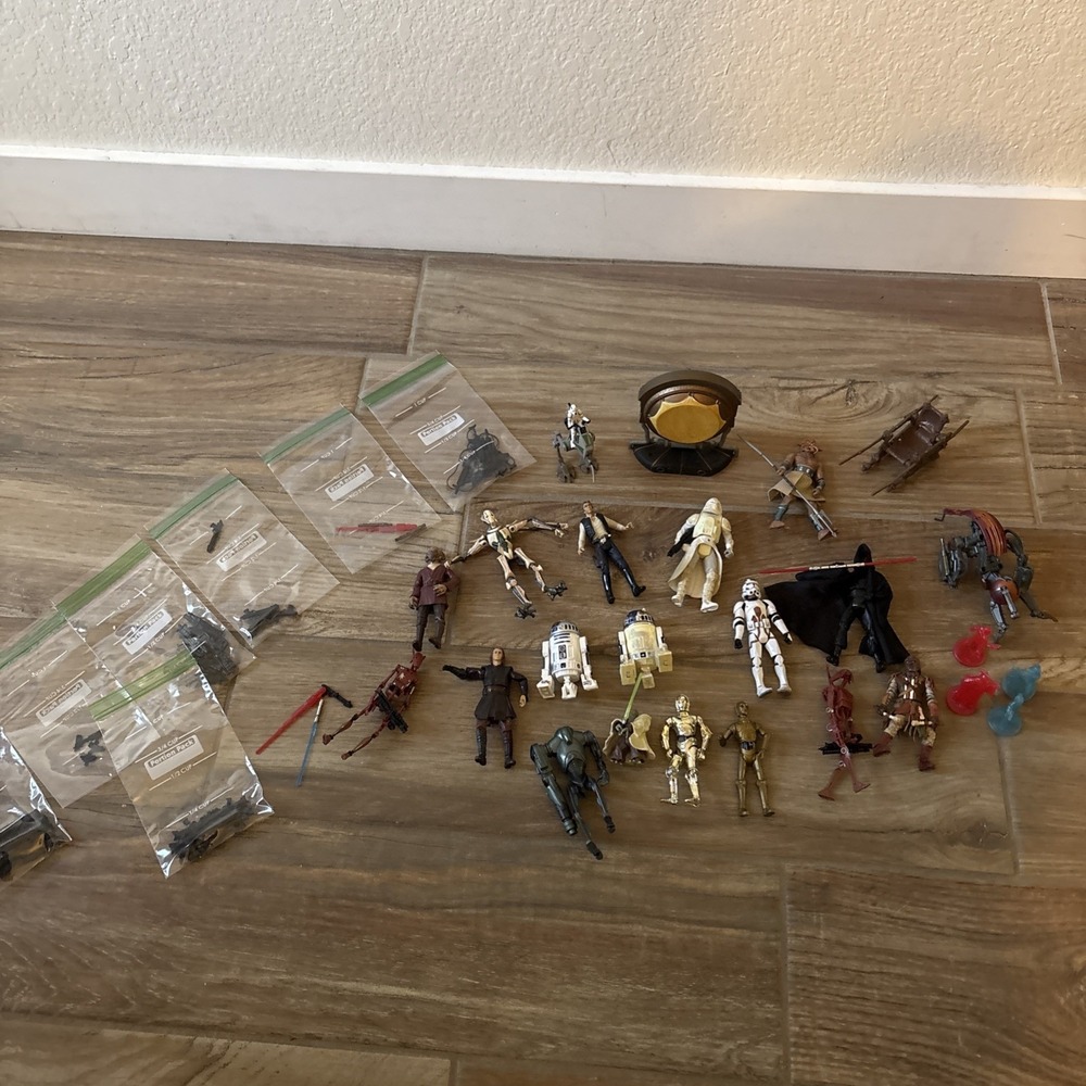 Lot Of 25 vintage star wars action figures loose 90's-2000's w/‎ Weapons